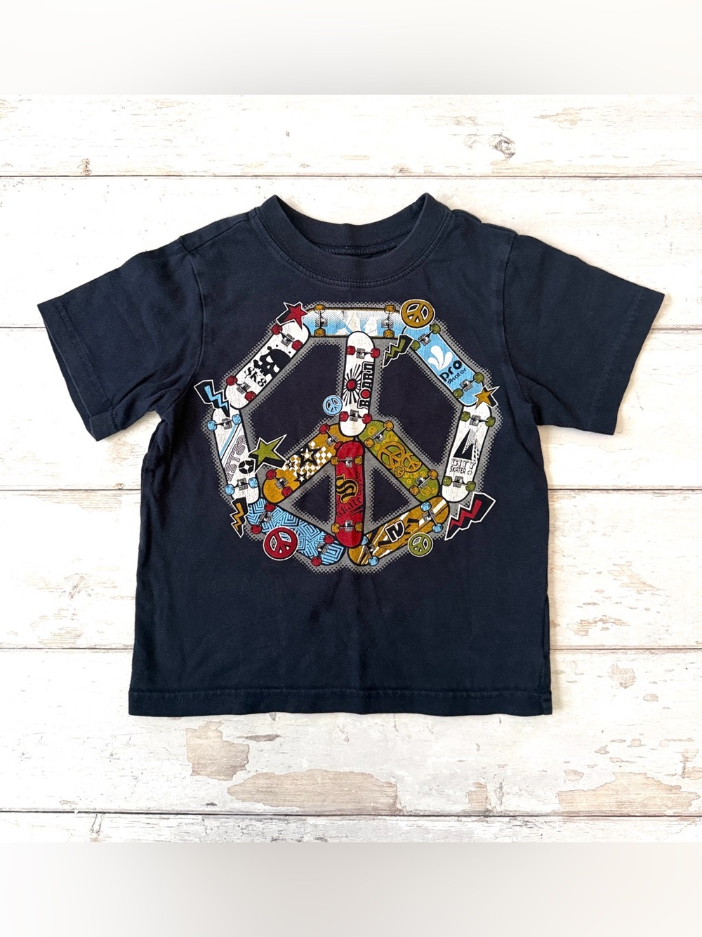 Children’s Place 24m Boys Navy Blue 100% Cotton Short Sleeve Slateboard Shirt